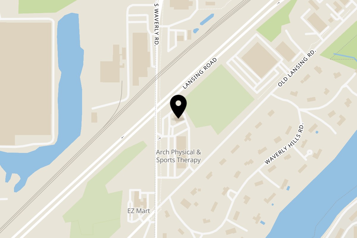 Map showing the location of Grains Indian Cuisine on 1601 S Waverly Rd in Lansing